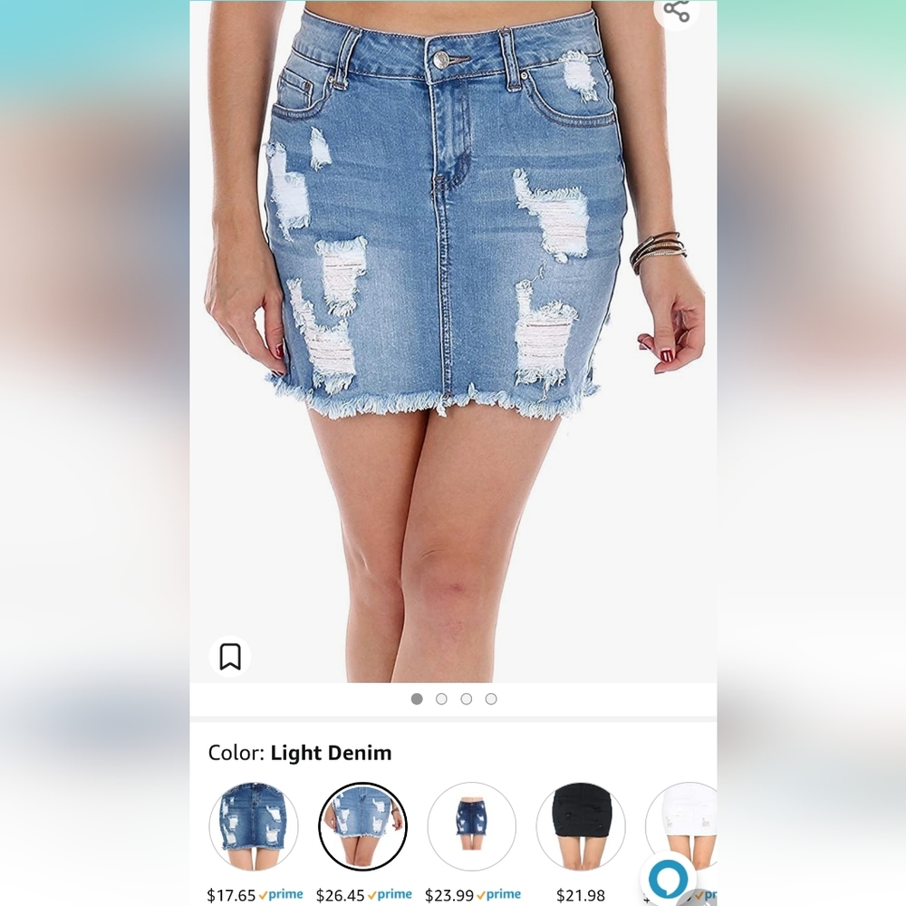Wax Distressed Denim Skirt